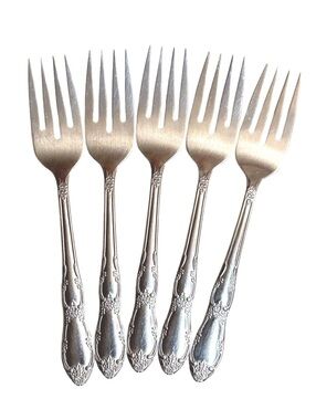 Set of 5 Vintage Stainless Steel Oneida Fenway (Daydream) Salad Forks